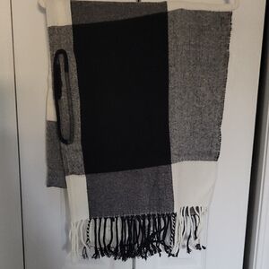 J. Crew Gray and White Knit Scarf